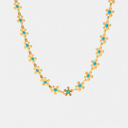 Flower blue drip oil niche light luxury necklace