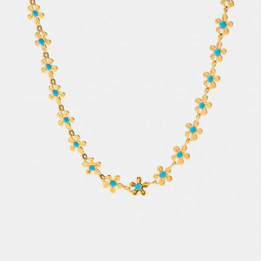 Flower blue drip oil niche light luxury necklace